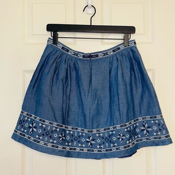 Sea New York Denim Cotton Embroidered Skirt size 10 - Picture 4 of 12